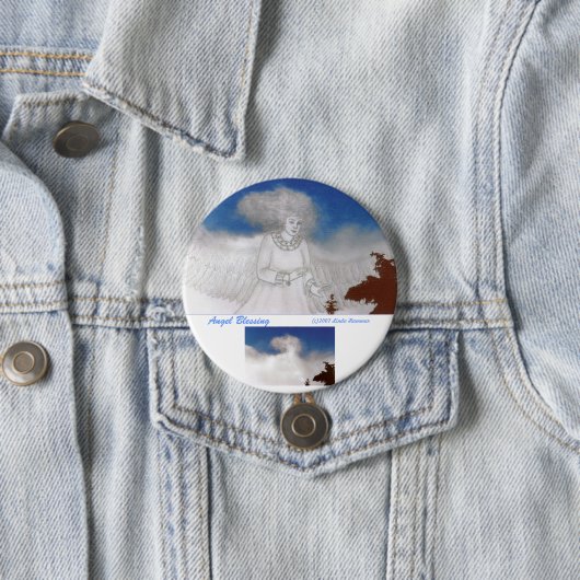 Angel Blessing Round Button Pin (In situ)
