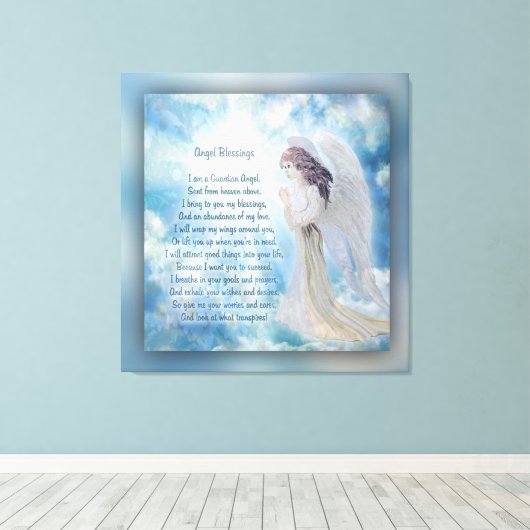 Angel Blessings Gedicht Canvas Afdruk (Insitu (Houten vloer))