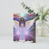 Angel Bloem van het Leven Symbool Zwarte Godin Kun Briefkaart (Staand voorkant)