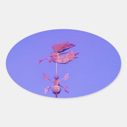 Angel BLOWING HORN WEATHER VANE Ovale Sticker (Voorkant)