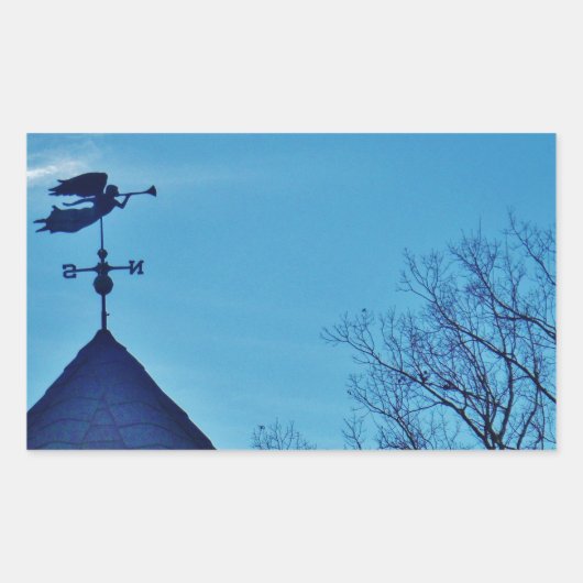 Angel BLOWING HORN WEATHER VANE Rechthoekige Sticker (Voorkant)