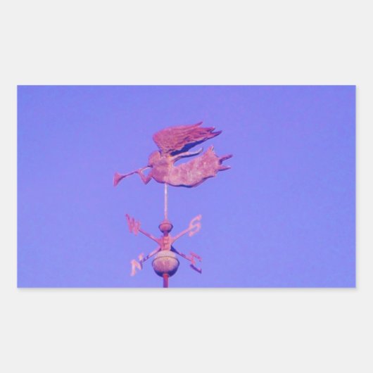 Angel BLOWING HORN WEATHER VANE Rechthoekige Sticker (Voorkant)