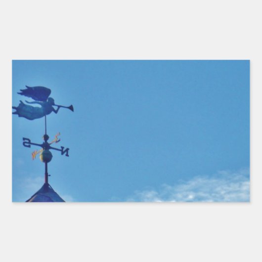 Angel BLOWING HORN WEATHER VANE Rechthoekige Sticker (Voorkant)