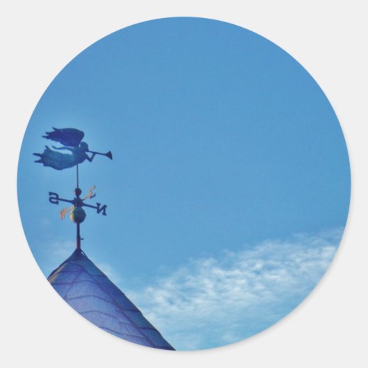 Angel BLOWING HORN WEATHER VANE Ronde Sticker (Voorkant)