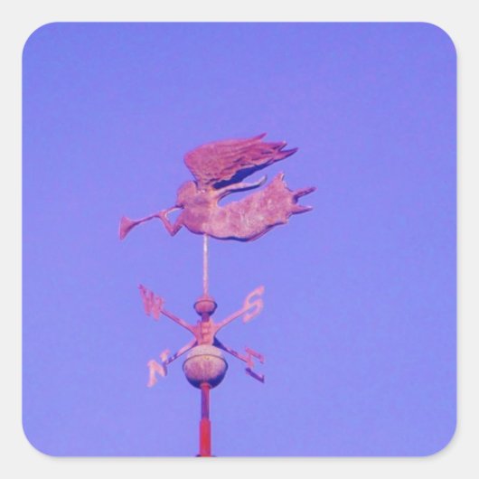 Angel BLOWING HORN WEATHER VANE Vierkante Sticker (Voorkant)