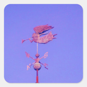Angel BLOWING HORN WEATHER VANE Vierkante Sticker