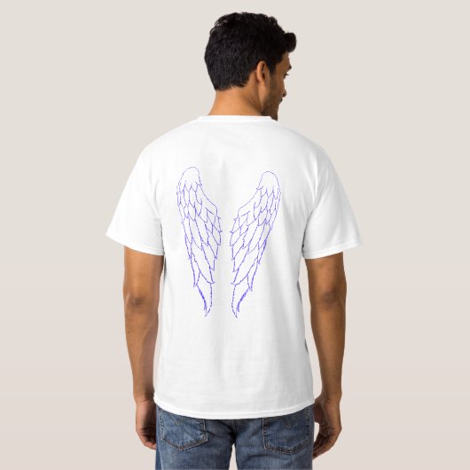 Angel Blue Outline Wings T-shirt (Achterkant volledig)