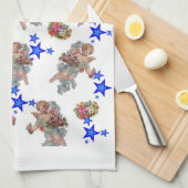 Angel Blue Stars Kitchen Hand Towel Theedoek (Quarter Fold)