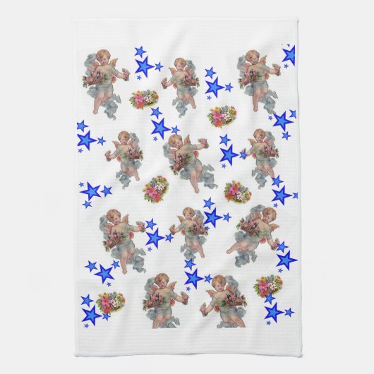 Angel Blue Stars Kitchen Hand Towel Theedoek (Verticaal)