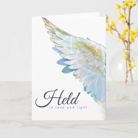Angel Blue Wing – Held In Love & Light Kaart (Gele Bloem)