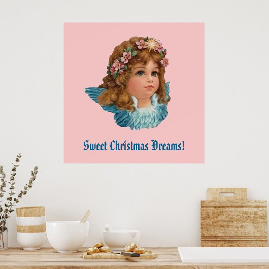  Angel Blue Wings kerstdromen CH404 Poster (Keuken)