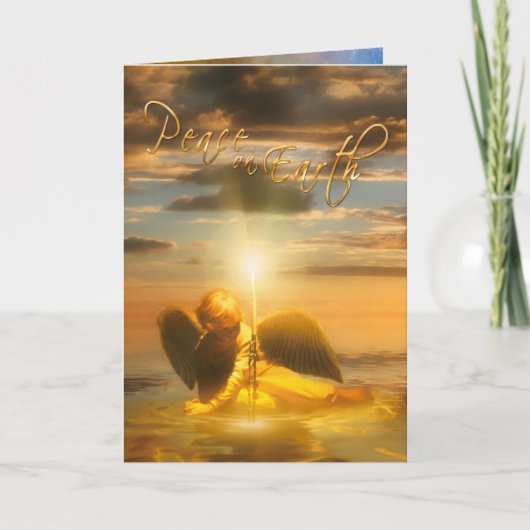 Angel Boy Kerstmis "PEACE ON AARTH Card" Kaart (Voorkant)
