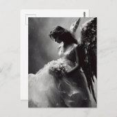 Angel Bride Zwart-wit Briefkaart (Voorkant / Achterkant)