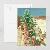 Angel bringing Christmas gifts and presents Briefkaart (Voorkant / Achterkant)