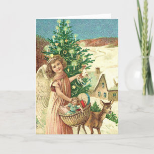 Angel bringing Christmas gifts and presents Kaart