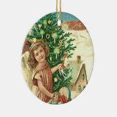 Angel bringing Christmas gifts and presents Keramisch Ornament (Rechts)