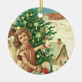 Angel bringing Christmas gifts and presents Keramisch Ornament