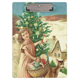 Angel bringing Christmas gifts and presents Klembord