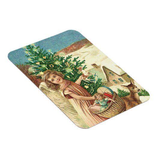 Angel bringing Christmas gifts and presents Magneet (Rechterzijde)
