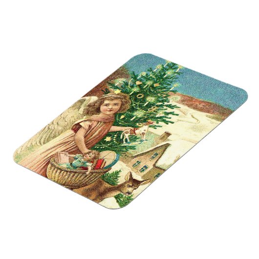 Angel bringing Christmas gifts and presents Magneet (Linkerzijde)