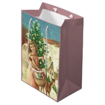 Angel bringing Christmas gifts and presents