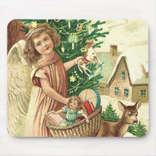 Angel bringing Christmas gifts and presents Muismat (Voorkant)