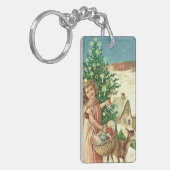 Angel bringing Christmas gifts and presents Sleutelhanger (Voorkant Links)