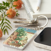 Angel bringing Christmas gifts and presents Sleutelhanger (Voorkant Rechts)