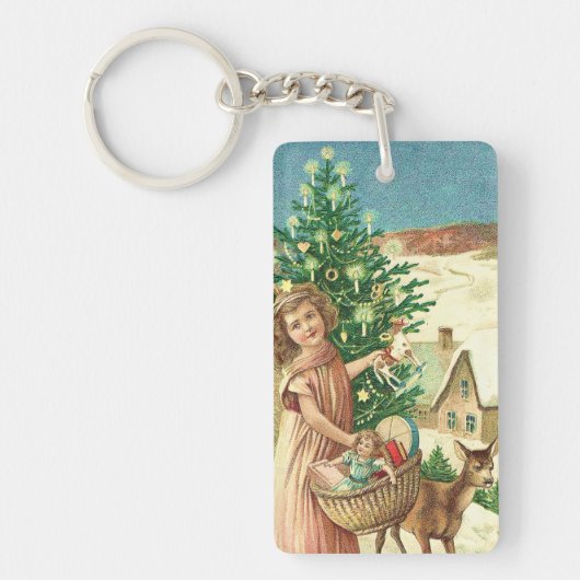 Angel bringing Christmas gifts and presents Sleutelhanger (Voorkant)