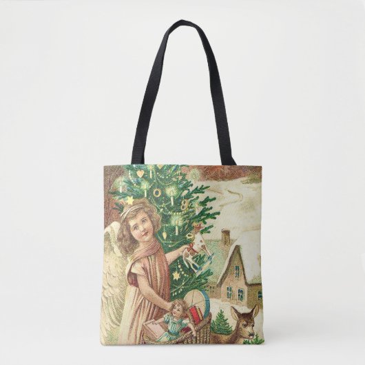 Angel bringing Christmas gifts and presents Tote Bag (Voorkant)