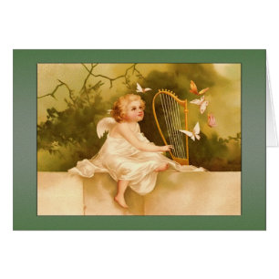  Angel Card-Baby Angel met Harp