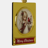 Angel & Cardinal – Holiday Blessings Banner Design Verguld Banner Ornament (Rechts)