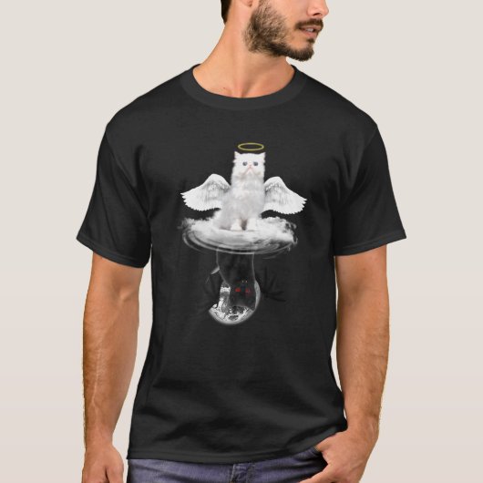 Angel Cat and Devil Cat Kitten Cats T-shirt (Voorkant)