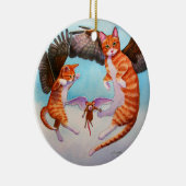 Angel Cat and Mouse Game-kerstversiering Keramisch Ornament (Rechts)