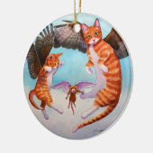 Angel Cat and Mouse Game-kerstversiering Keramisch Ornament (Links)