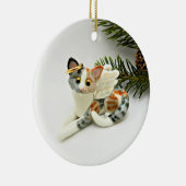 Angel Cat Calico Tabby Ceramic Ornament (Rechts)