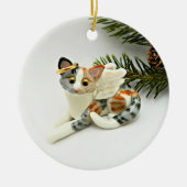 Angel Cat Calico Tabby Ceramic Ornament (Voorkant)