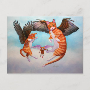 Angel Cat en Mouse Game Briefkaart