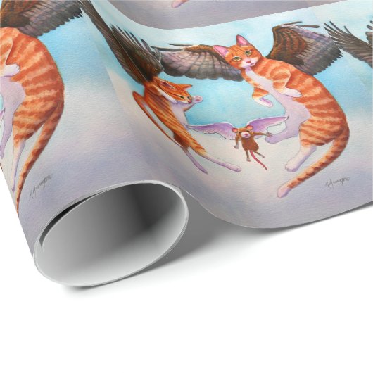Angel Cat en Mouse Game Cadeaupapier (Rol Hoek)