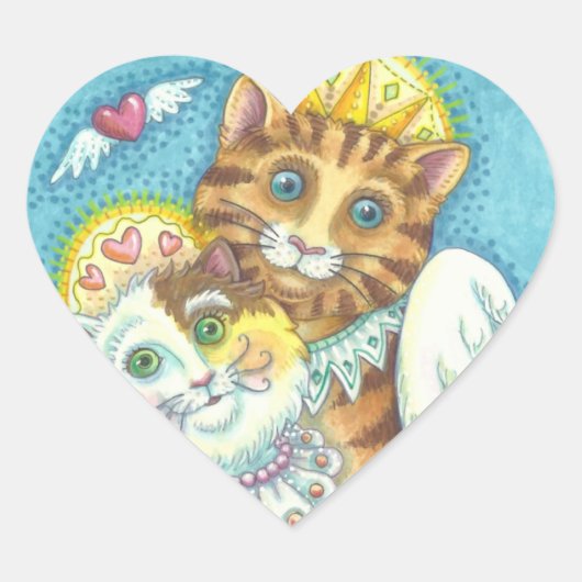 Angel Cat Family SPINT op het blad ZWARE STICKERS (Voorkant)