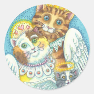 Angel Cat Family SPINT op het blad ZWARE STICKERS