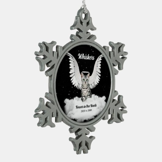 Angel Cat Gray Tabby Memorial Tin Sneeuwvlok Ornament (Links)