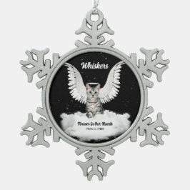 Angel Cat Gray Tabby Memorial Tin Sneeuwvlok Ornament
