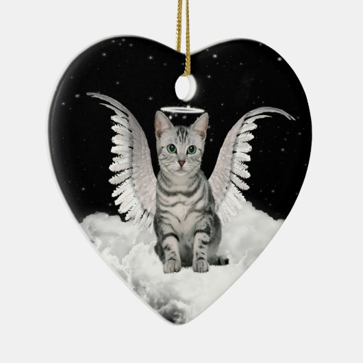 Angel Cat Gray Tabby Pet Memorial Keramisch Ornament (Rechts)