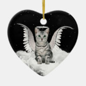 Angel Cat Gray Tabby Pet Memorial Keramisch Ornament (Voorkant)
