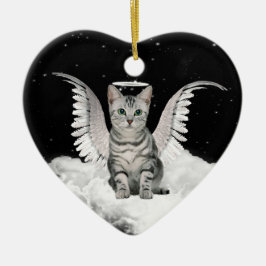 Angel Cat Gray Tabby Pet Memorial Keramisch Ornament