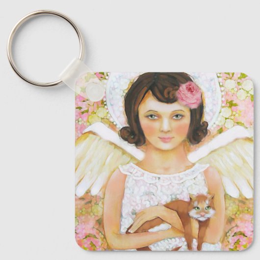 Angel & Cat Keychain – Kindness in Every Moment (Voorkant)