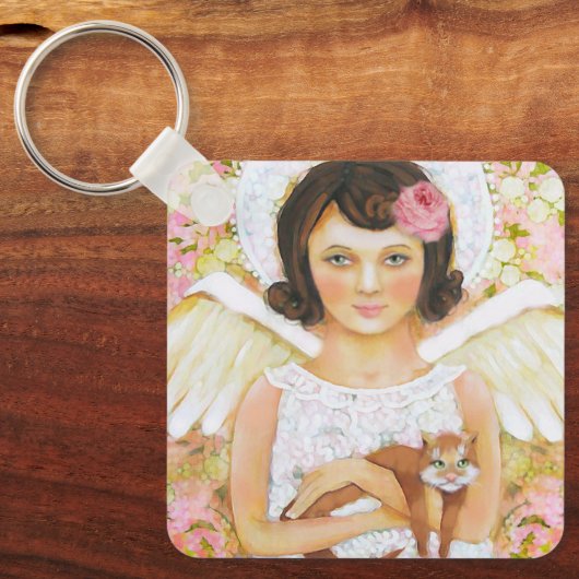 Angel & Cat Keychain – Kindness in Every Moment (Voorkant)