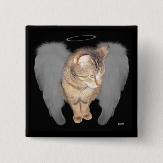 Angel Cat (Lucian) Vierkante Button 5,1 Cm (Voorkant)