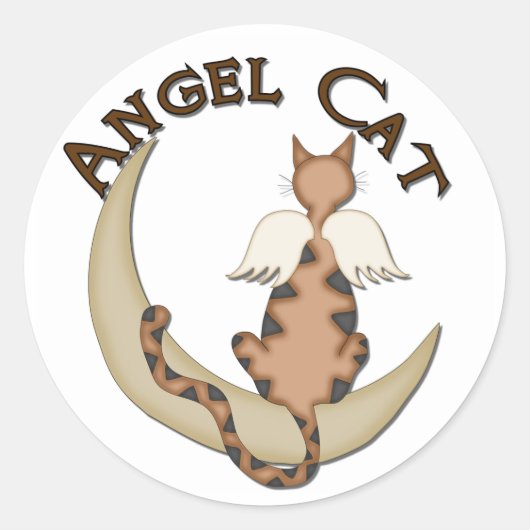 Angel Cat Ronde Sticker (Voorkant)